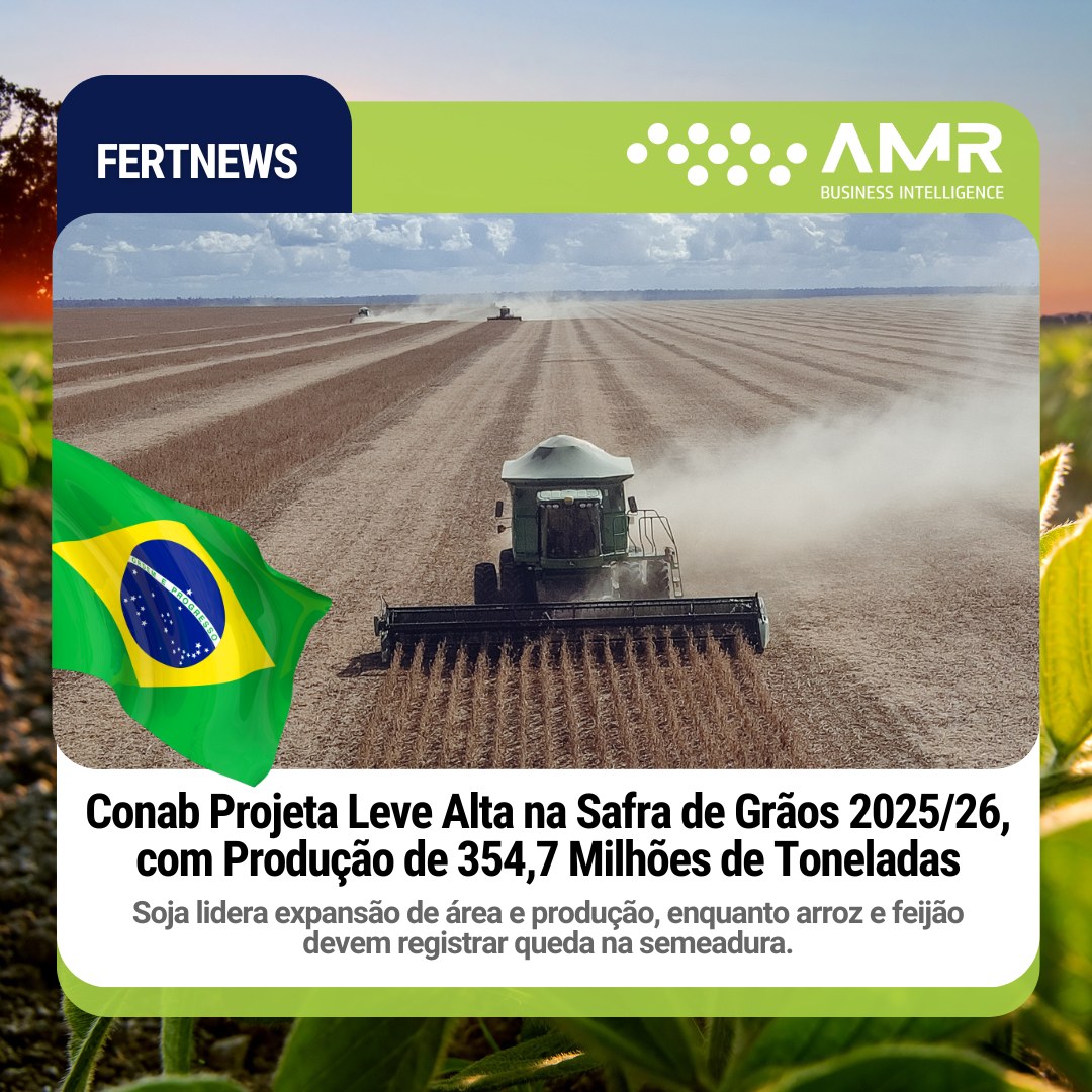 Capa da postagem Conab Projeta Leve Alta na Safra de Grãos 2025/26, com Produção de 354,7 Milhões de Toneladas