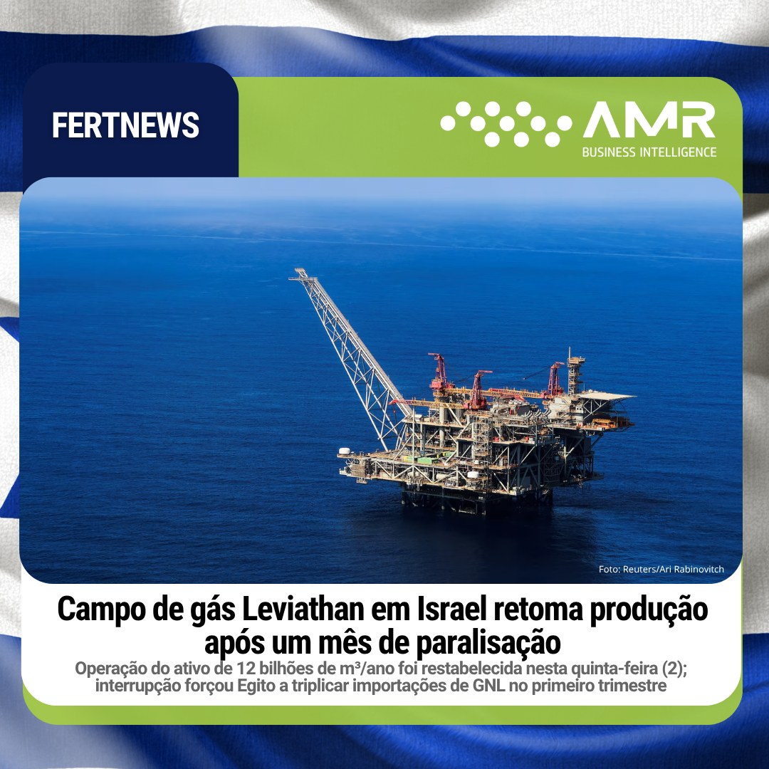 Capa da postagem Campo de gás Leviathan em Israel retoma produção após um mês de paralisação