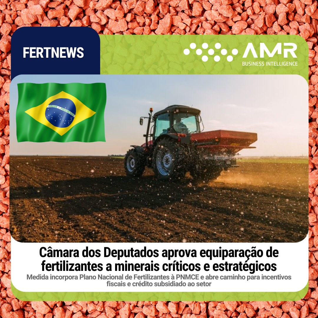 Capa da postagem Câmara dos Deputados aprova equiparação de fertilizantes a minerais críticos e estratégicos