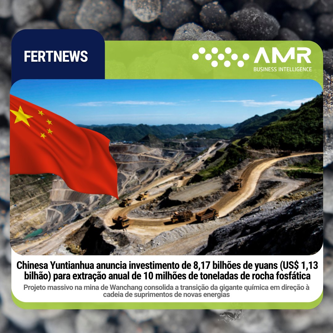 Capa da postagem Chinesa Yuntianhua anuncia investimento de 8,17 bilhões de yuans (US$ 1,13 bilhão) para extração anual de 10 milhões de toneladas de rocha fosfática