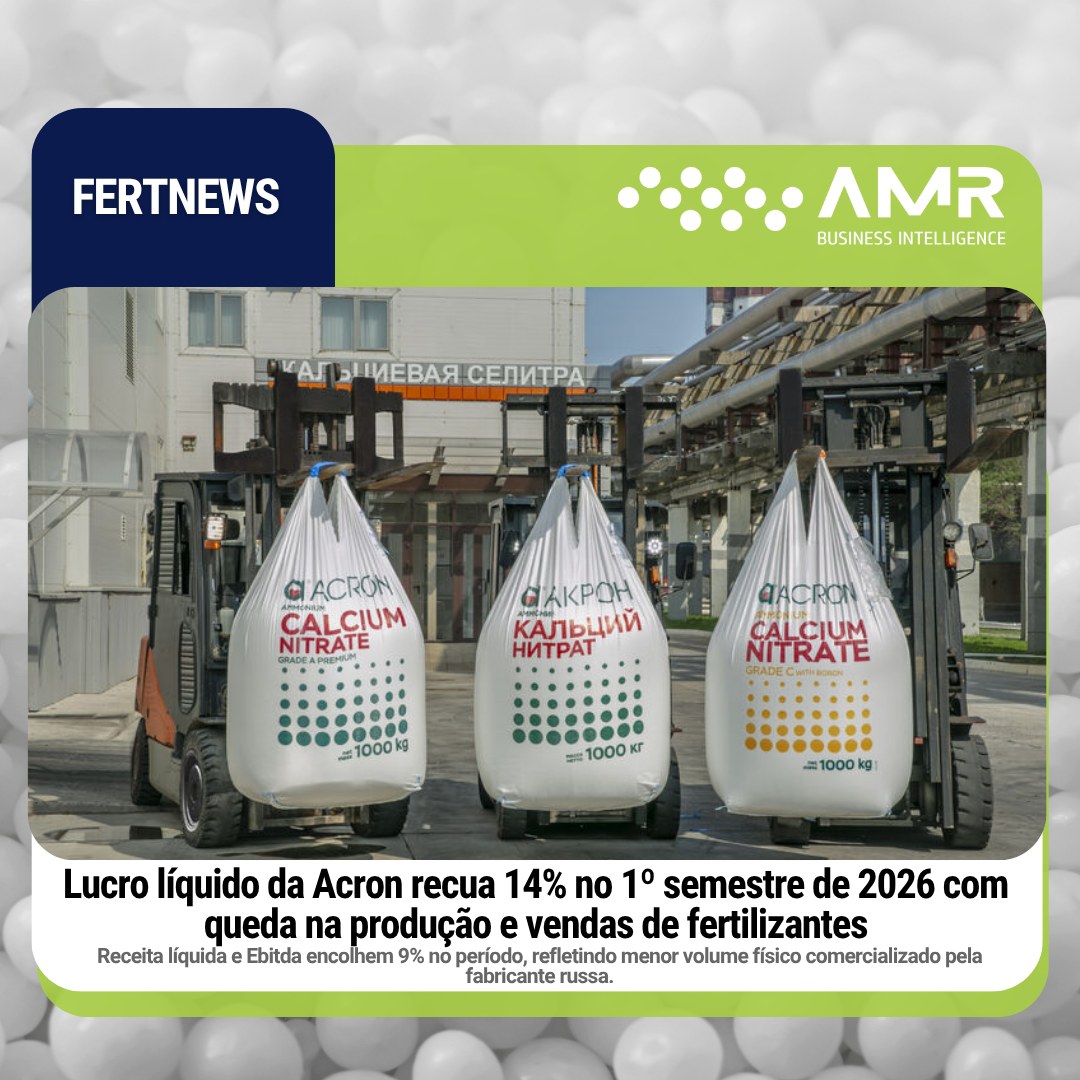 Capa da postagem Lucro líquido da Acron recua 14% no 1º semestre de 2026 com queda na produção e vendas de fertilizantes