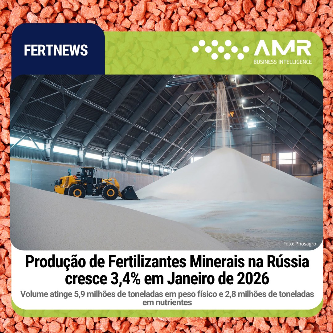 Capa da postagem Produção de fertilizantes minerais na Rússia cresce 3,4% em janeiro de 2026
