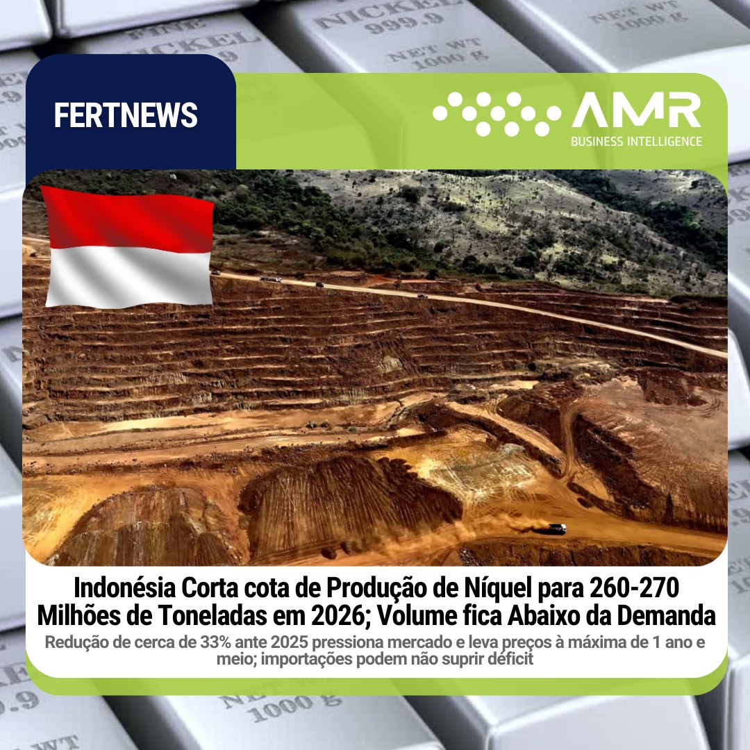 Capa da postagem Indonésia corta cota de produção de níquel para 260-270 milhões de toneladas em 2026; volume fica abaixo da demanda