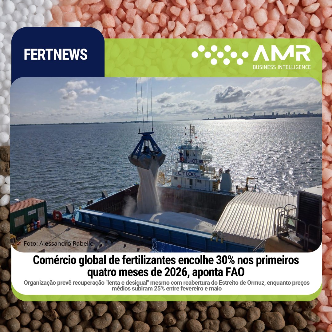 Capa da postagem Comércio global de fertilizantes encolhe 30% nos primeiros quatro meses de 2026, aponta FAO