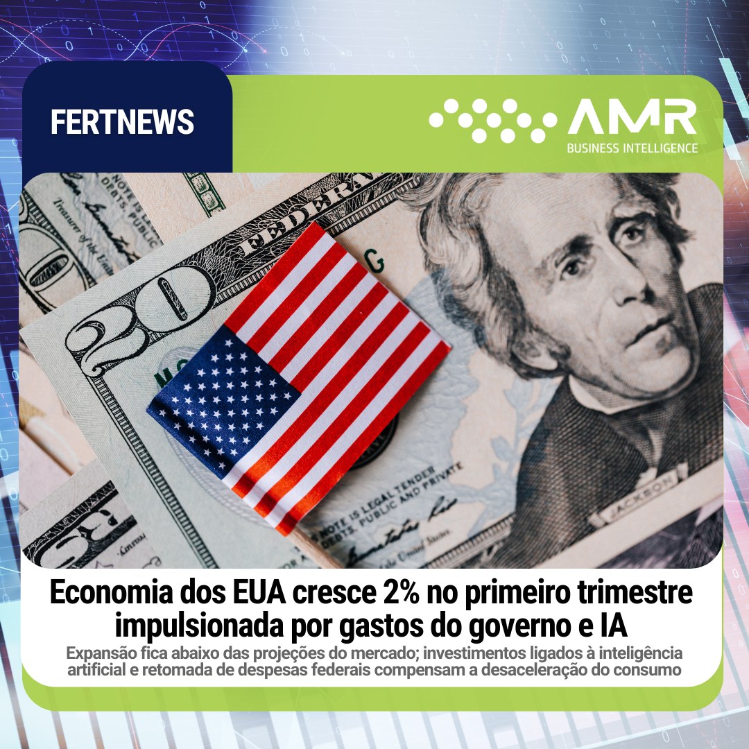 Capa da postagem Economia dos EUA cresce 2% no primeiro trimestre impulsionada por gastos do governo e IA