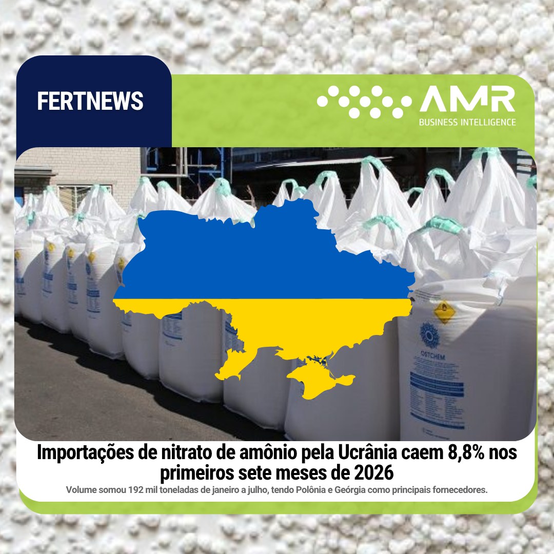 Capa da postagem Importações de nitrato de amônio pela Ucrânia caem 8,8% nos primeiros sete meses de 2026