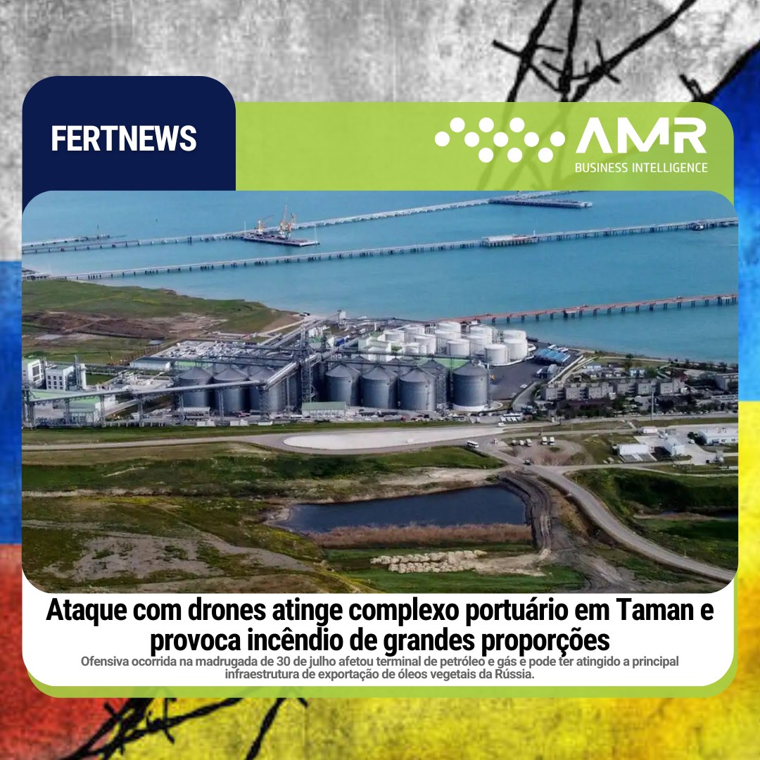 Capa da postagem Ataque com drones atinge complexo portuário em Taman e provoca incêndio de grandes proporções