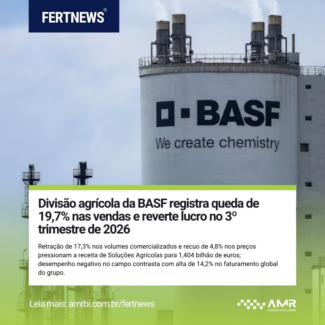 Capa da postagem Divisão agrícola da BASF registra queda de 19,7% nas vendas e reverte lucro no 3º trimestre de 2026