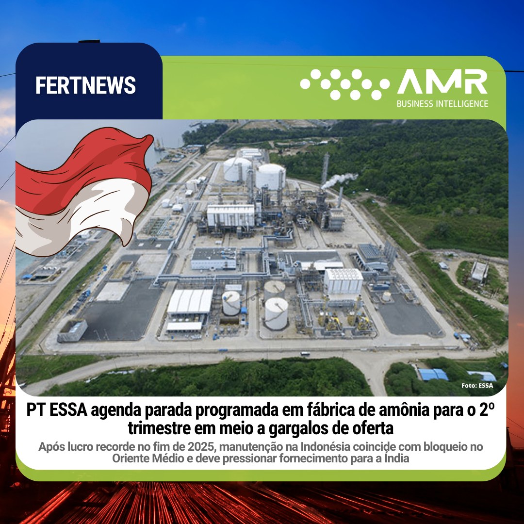 Capa da postagem PT ESSA agenda parada programada em fábrica de amônia para o 2º trimestre em meio a gargalos de oferta