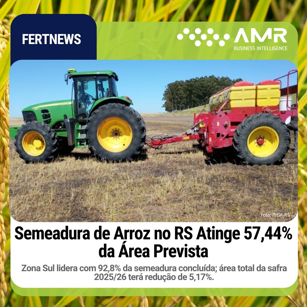 Capa da postagem Semeadura de Arroz no RS Atinge 57,44% da Área Prevista