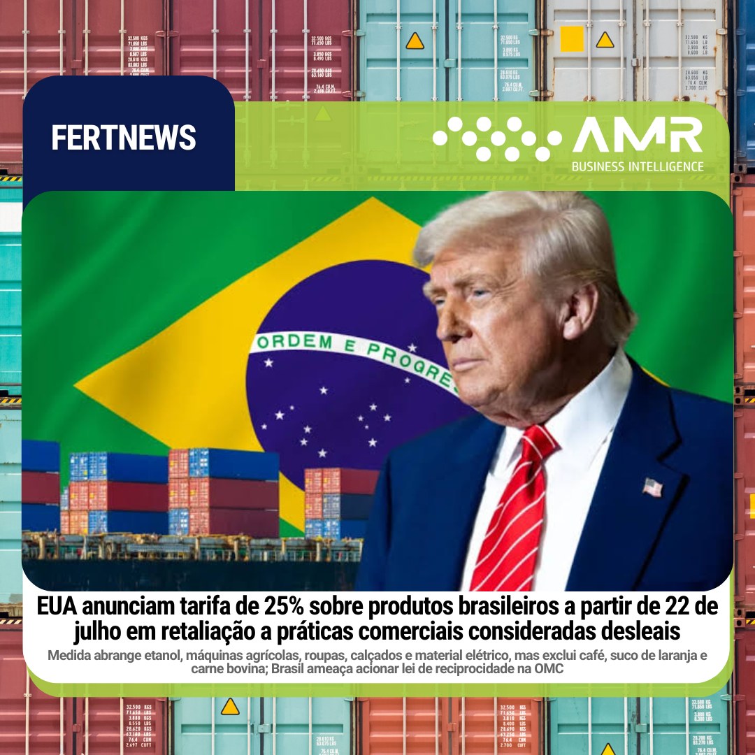 Capa da postagem EUA anunciam tarifa de 25% sobre produtos brasileiros a partir de 22 de julho em retaliação a práticas comerciais consideradas desleais