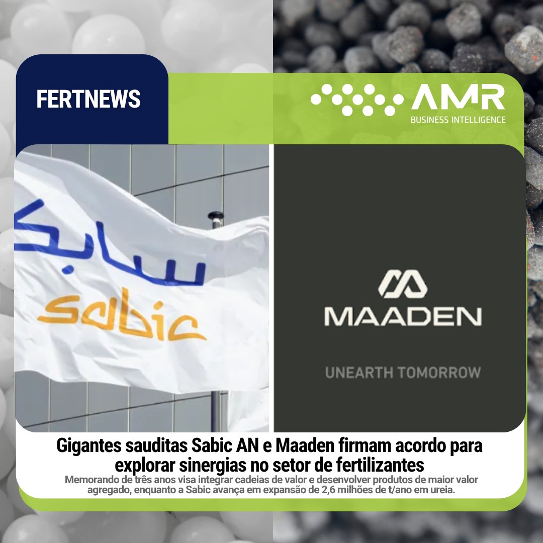 Capa da postagem Gigantes sauditas Sabic AN e Maaden firmam acordo para explorar sinergias no setor de fertilizantes
