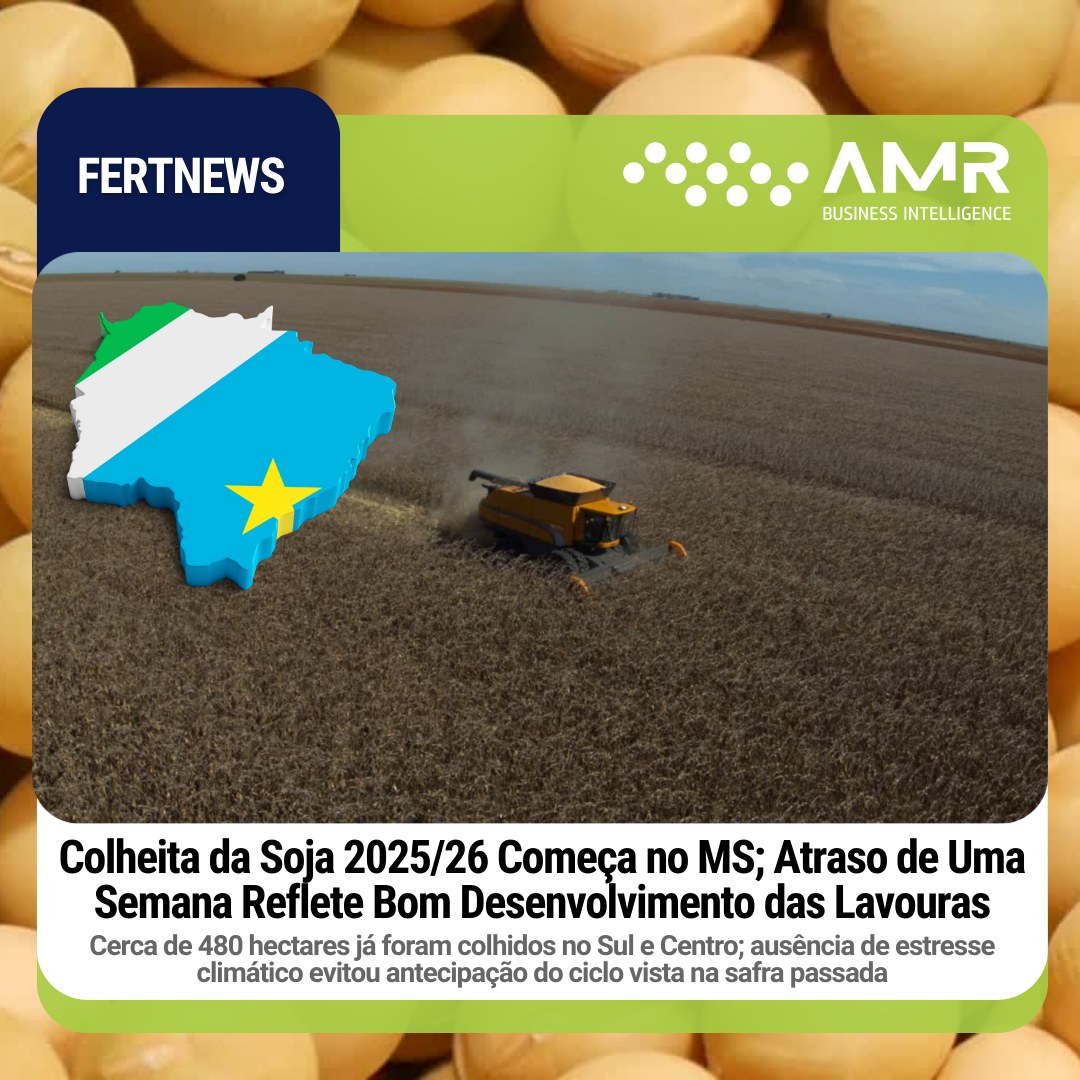 Capa da postagem Colheita da Soja 2025/26 Começa no MS; Atraso de Uma Semana Reflete Bom Desenvolvimento das Lavouras