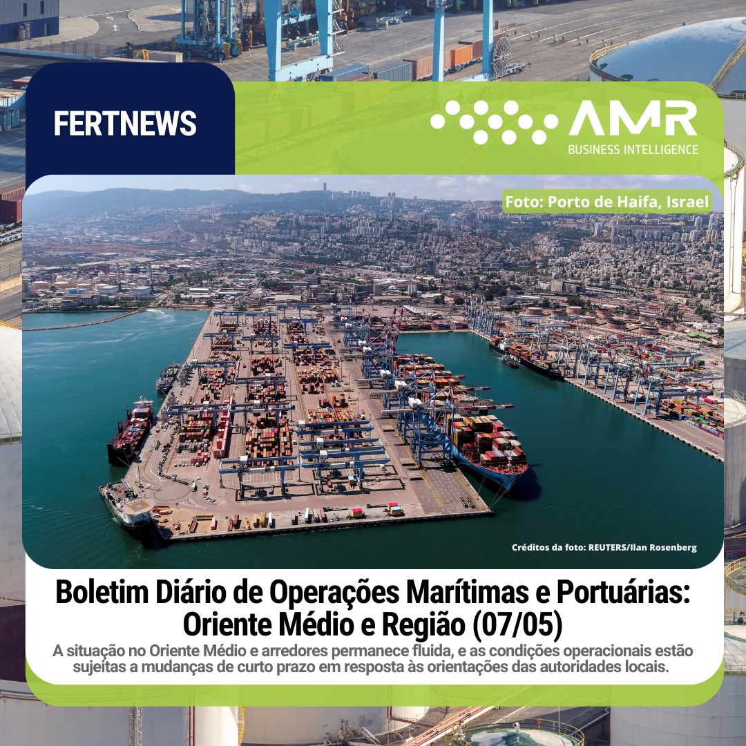 Capa da postagem Boletim Diário de Operações Marítimas e Portuárias: Oriente Médio e Região (07/05)