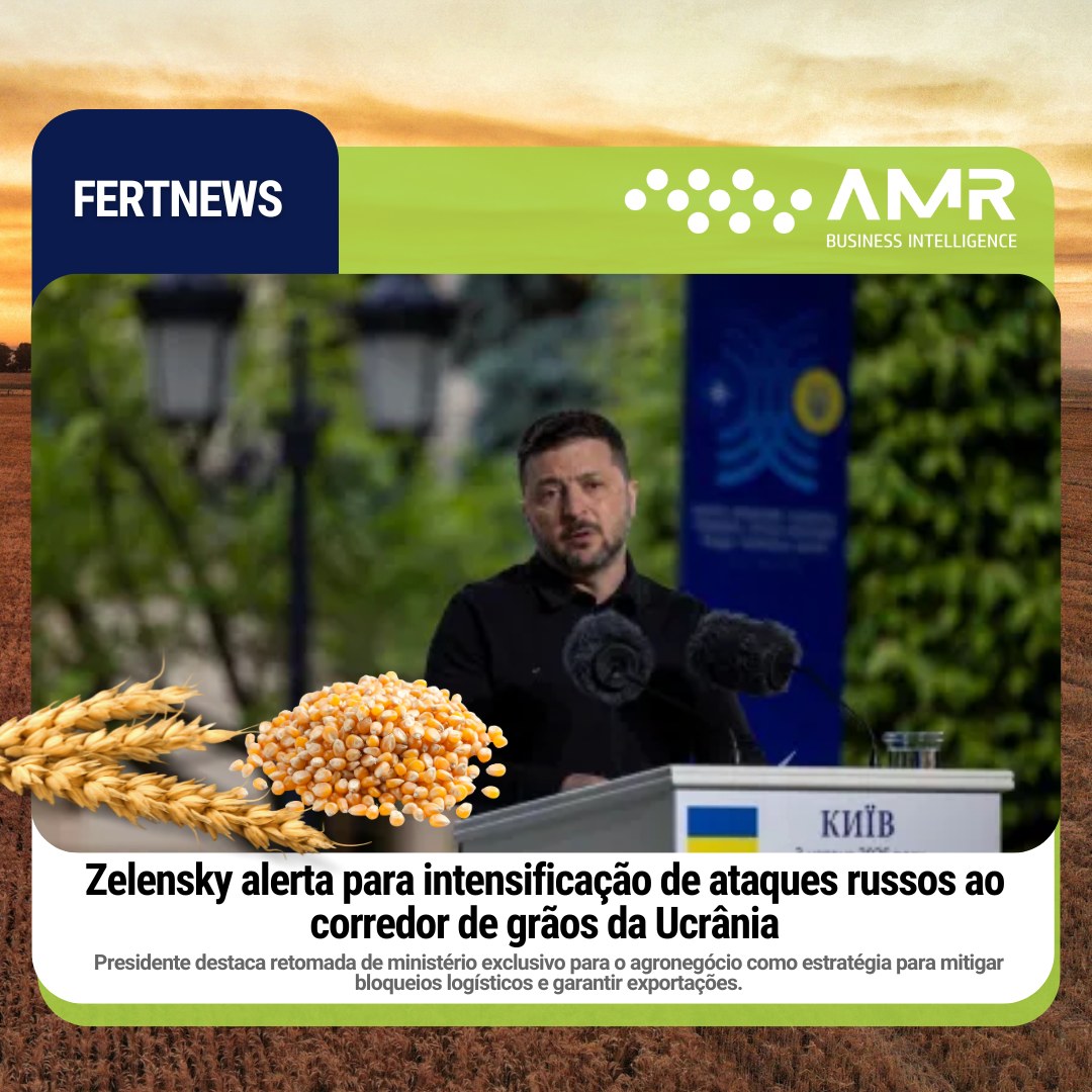 Capa da postagem Zelensky alerta para intensificação de ataques russos ao corredor de grãos da Ucrânia