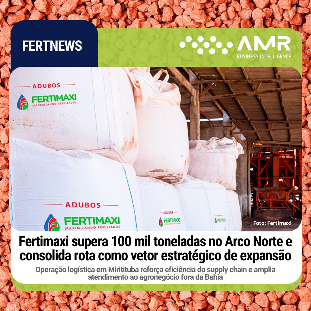 Capa da postagem Fertimaxi supera 100 mil toneladas no Arco Norte e consolida rota como vetor estratégico de expansão