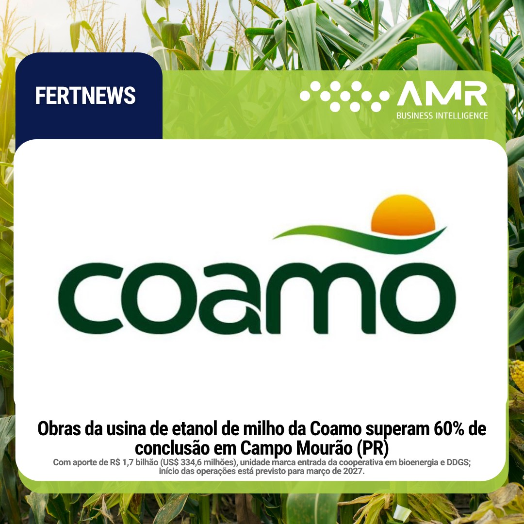 Capa da postagem Obras da usina de etanol de milho da Coamo superam 60% de conclusão em Campo Mourão (PR)