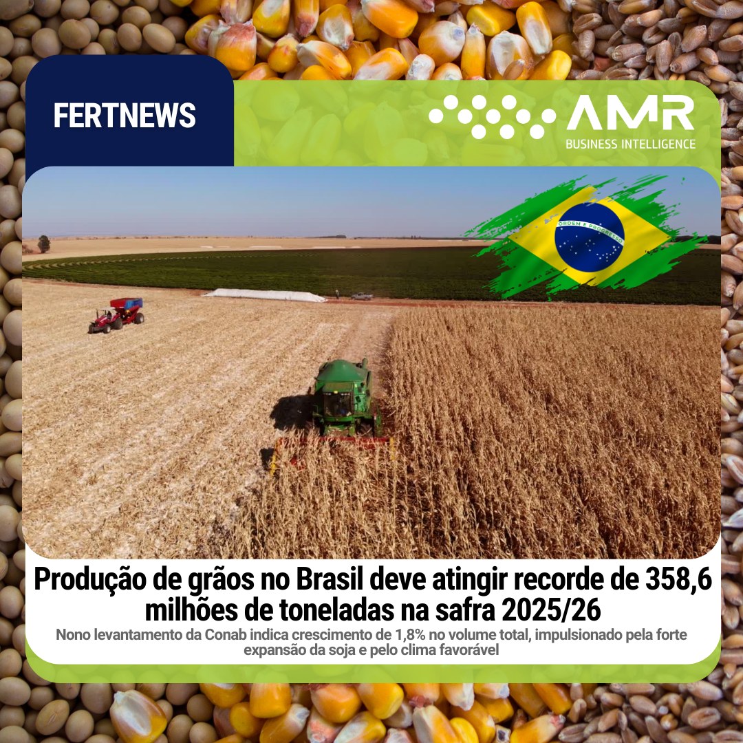 Capa da postagem Produção de grãos no Brasil deve atingir recorde de 358,6 milhões de toneladas na safra 2025/26