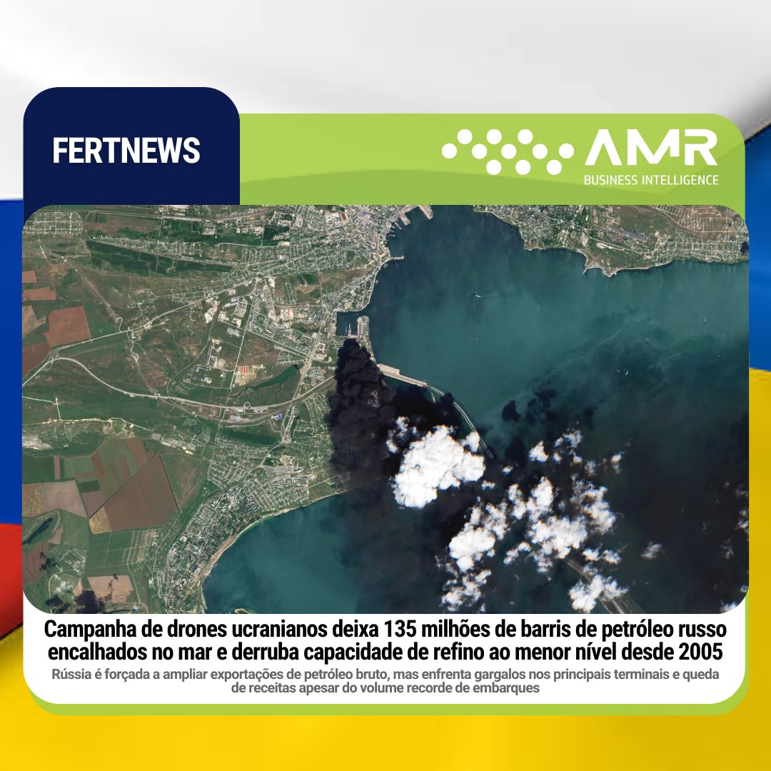 Capa da postagem Campanha de drones ucranianos deixa 135 milhões de barris de petróleo russo encalhados no mar e derruba capacidade de refino ao menor nível desde 2005