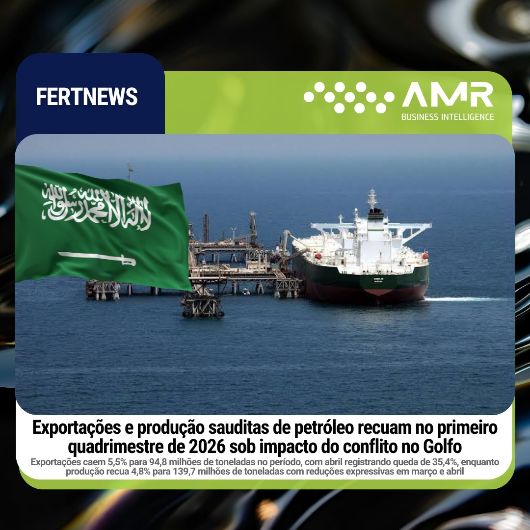 Capa da postagem Exportações e produção sauditas de petróleo recuam no primeiro quadrimestre de 2026 sob impacto do conflito no Golfo