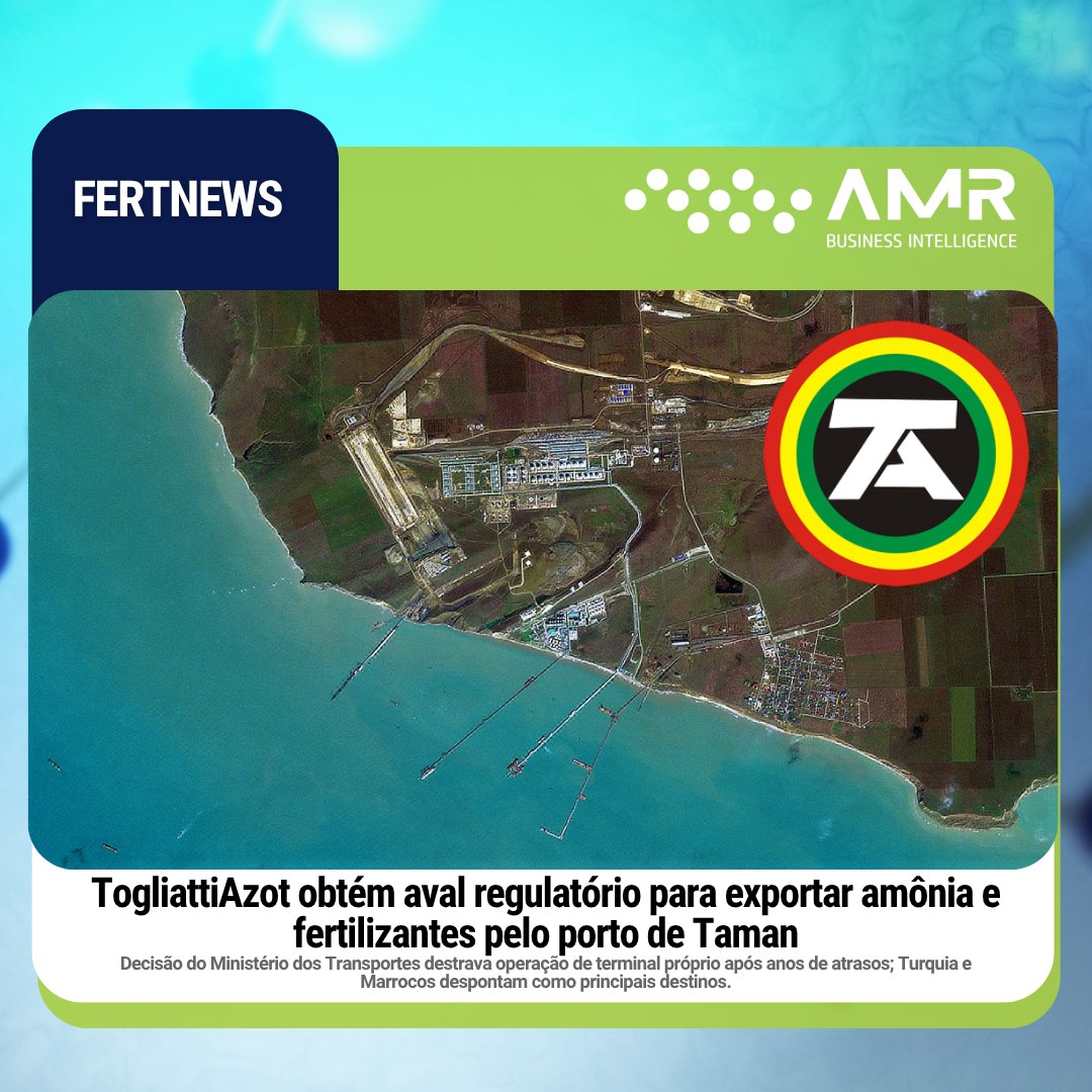 Capa da postagem TogliattiAzot obtém aval regulatório para exportar amônia e fertilizantes pelo porto de Taman