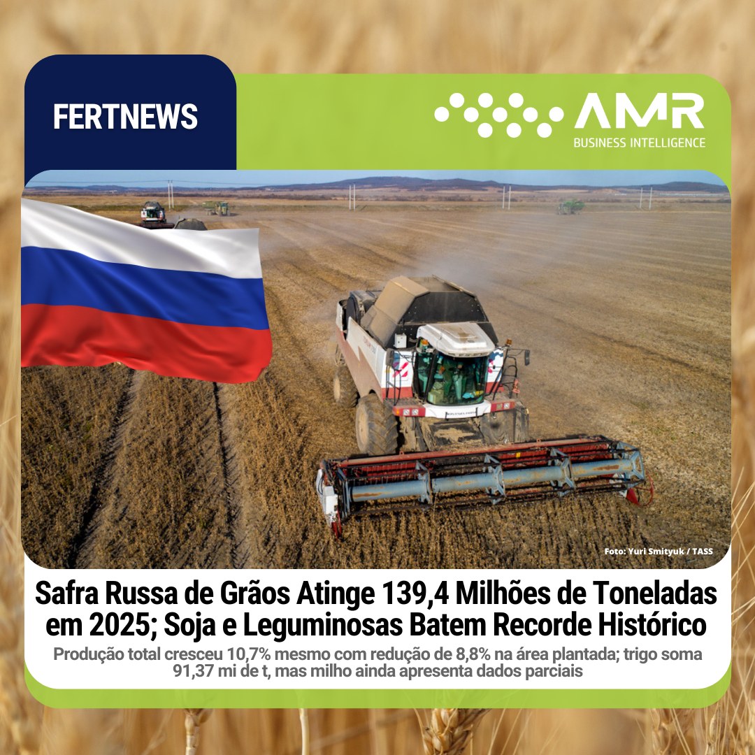 Capa da postagem Safra Russa de Grãos Atinge 139,4 Milhões de Toneladas em 2025; Soja e Leguminosas Batem Recorde Histórico