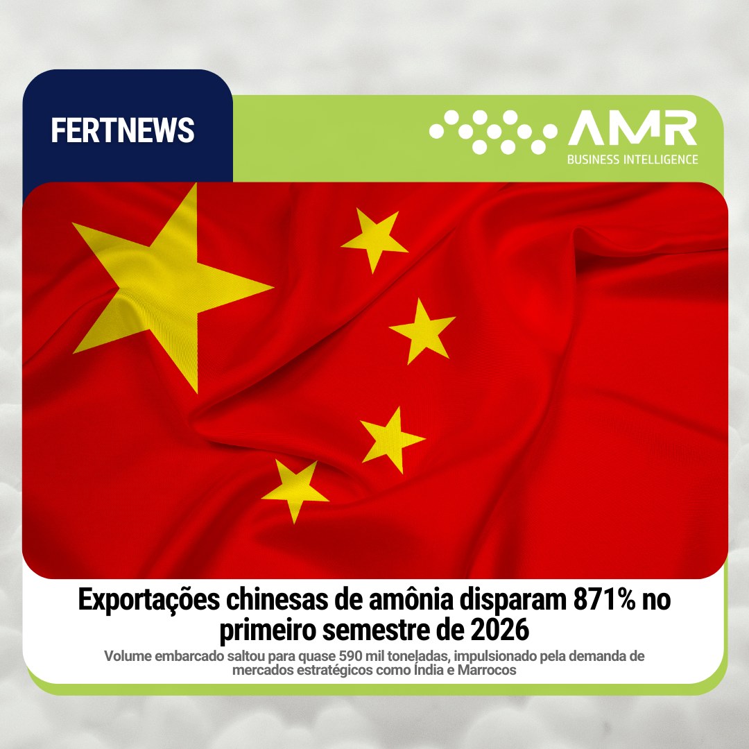 Capa da postagem Exportações chinesas de amônia disparam 871% no primeiro semestre de 2026