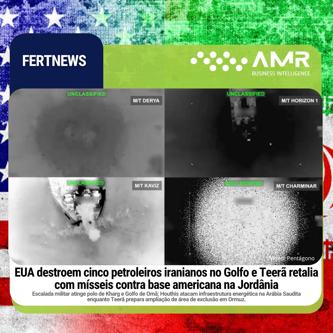 Capa da postagem EUA destroem cinco petroleiros iranianos no Golfo e Teerã retalia com mísseis contra base americana na Jordânia