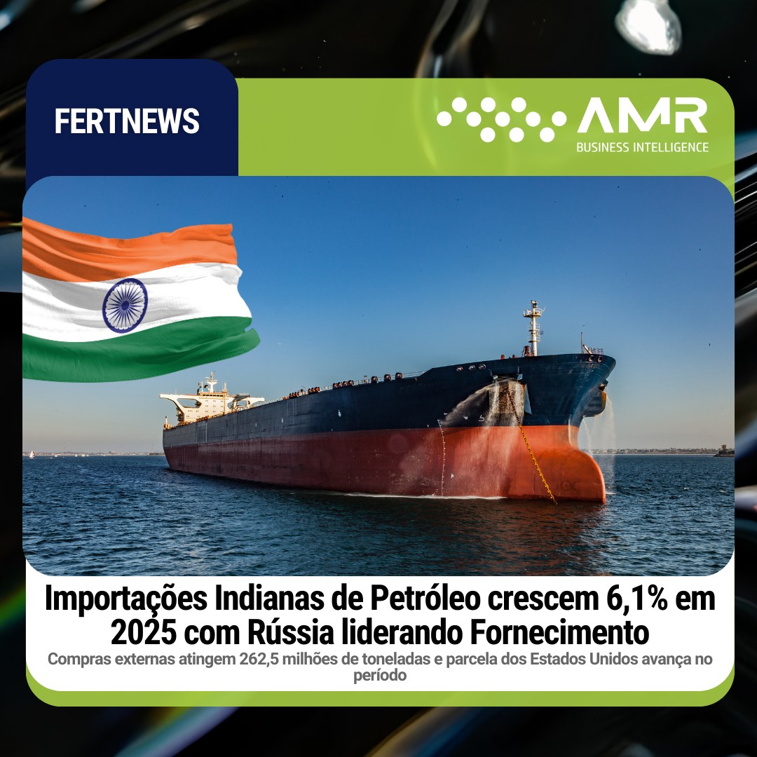 Capa da postagem Importações indianas de petróleo crescem 6,1% em 2025 com Rússia liderando fornecimento