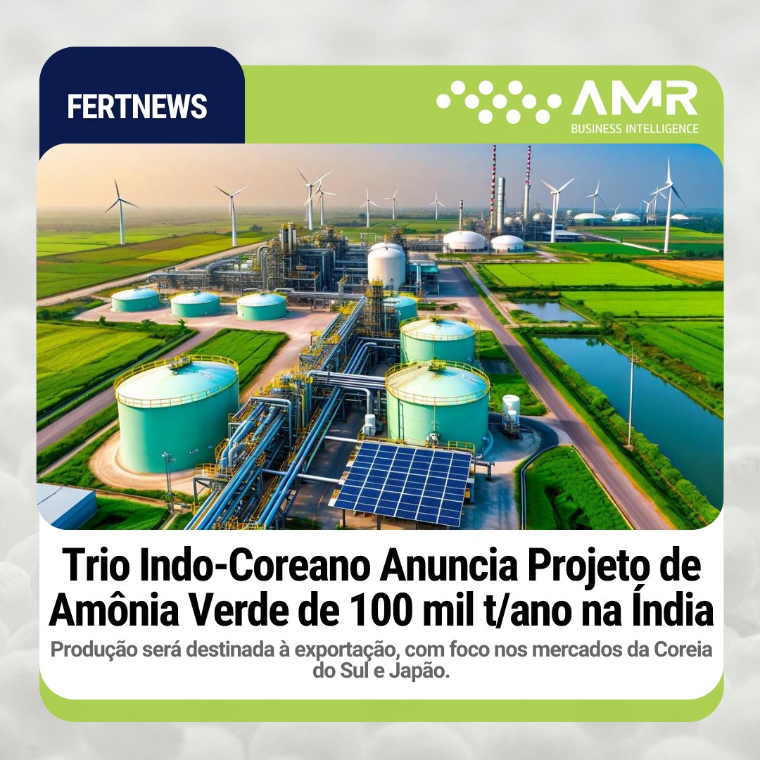 Capa da postagem Trio Indo-Coreano Anuncia Projeto de Amônia Verde de 100 mil t/ano na Índia