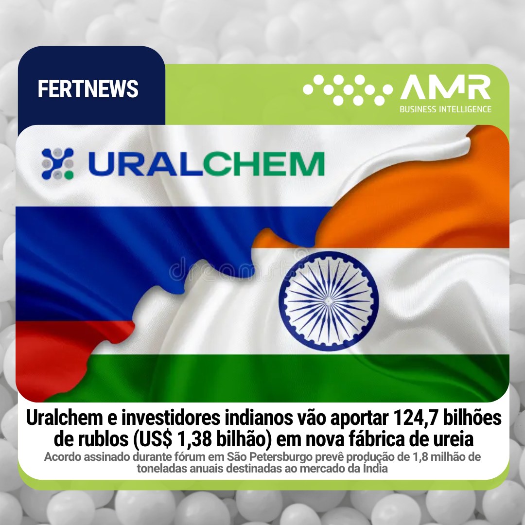 Capa da postagem Uralchem e investidores indianos vão aportar 124,7 bilhões de rublos (US$ 1,38 bilhão) em nova fábrica de ureia