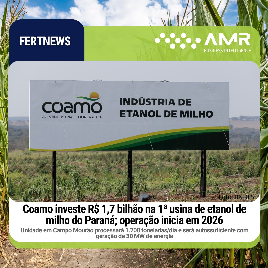 Capa da postagem Coamo investe R$ 1,7 bilhão na 1ª usina de etanol de milho do Paraná; operação inicia em 2026