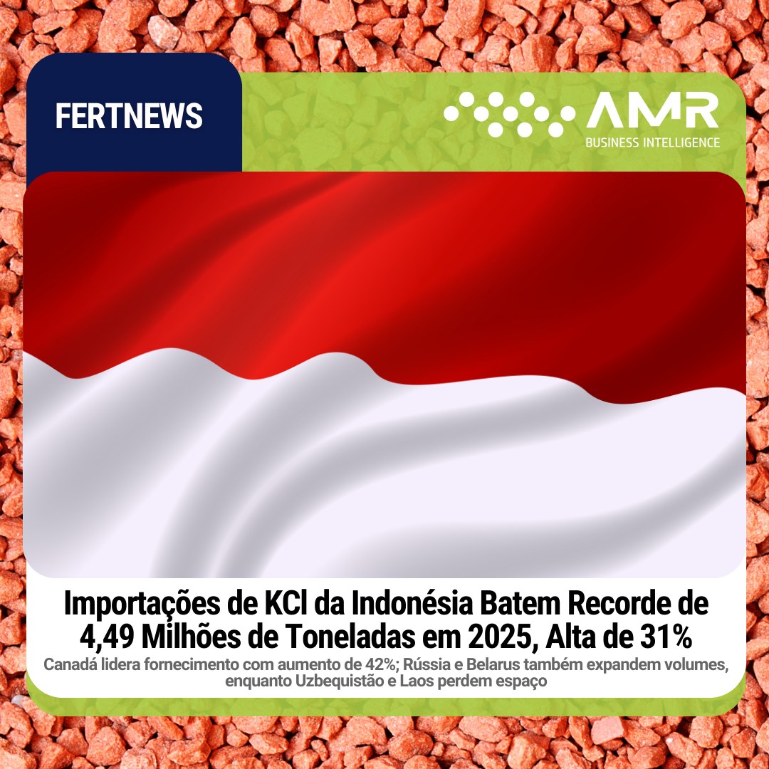 Capa da postagem Importações de KCl da Indonésia Batem Recorde de 4,49 Milhões de Toneladas em 2025, Alta de 31%