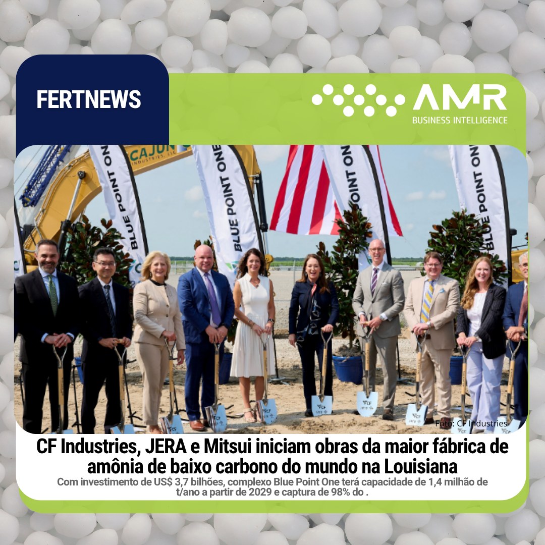 Capa da postagem CF Industries, JERA e Mitsui iniciam obras da maior fábrica de amônia de baixo carbono do mundo na Louisiana