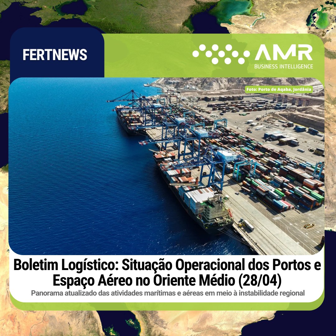 Capa da postagem Boletim Logístico: Situação Operacional dos Portos e Espaço Aéreo no Oriente Médio (28/04)