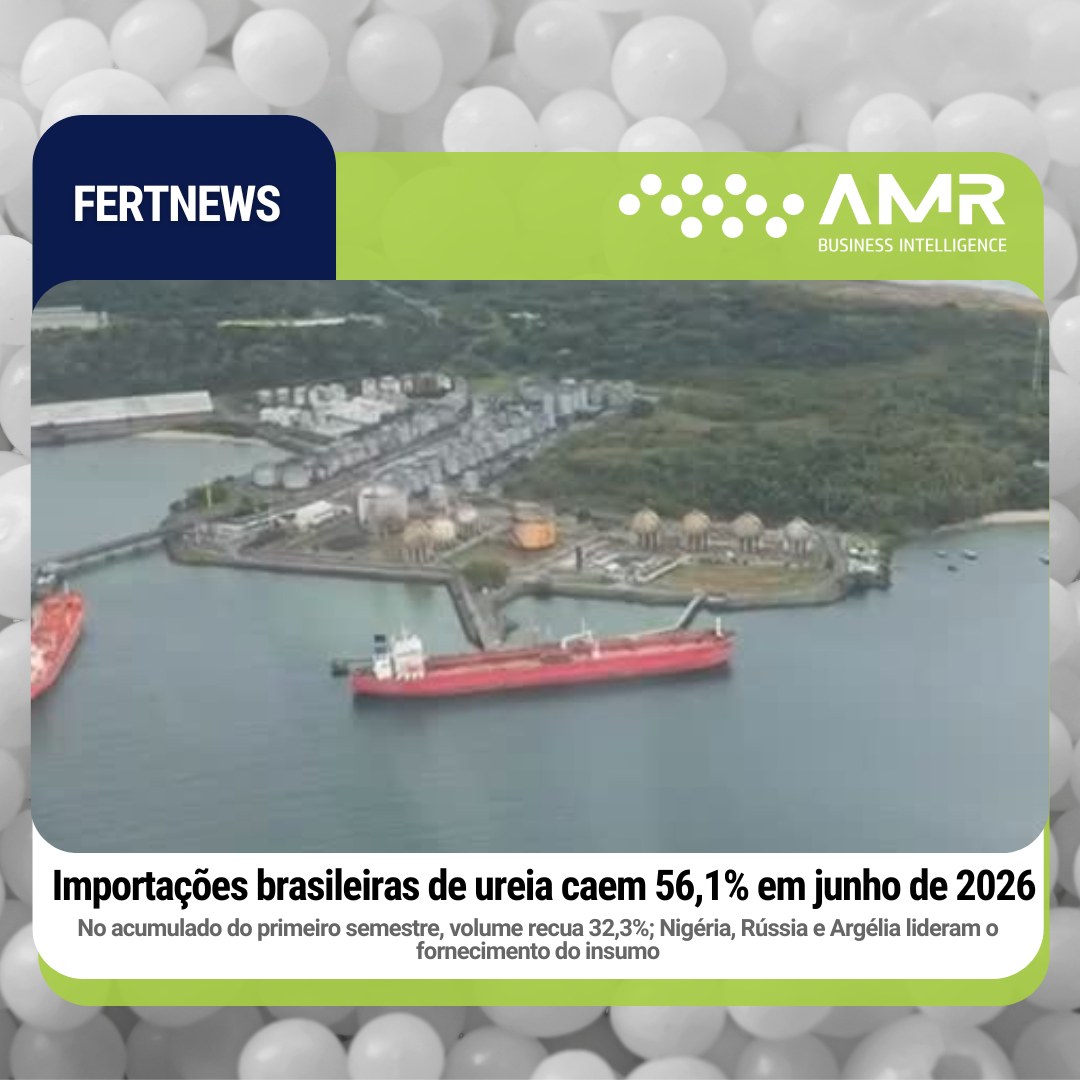 Capa da postagem Importações brasileiras de ureia caem 56,1% em junho de 2026