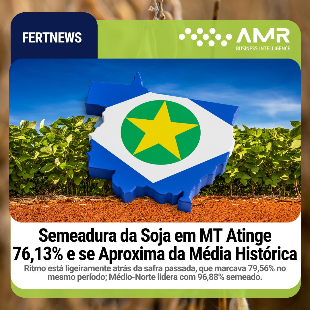 Capa da postagem Semeadura da Soja em MT Atinge 76,13% e se Aproxima da Média Histórica