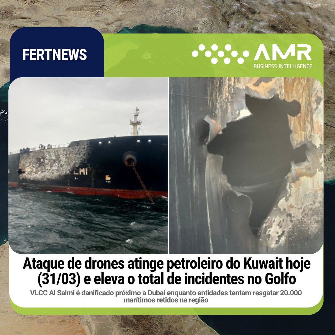 Capa da postagem Ataque de drones atinge petroleiro do Kuwait hoje (31/03) e eleva o total de incidentes no Golfo