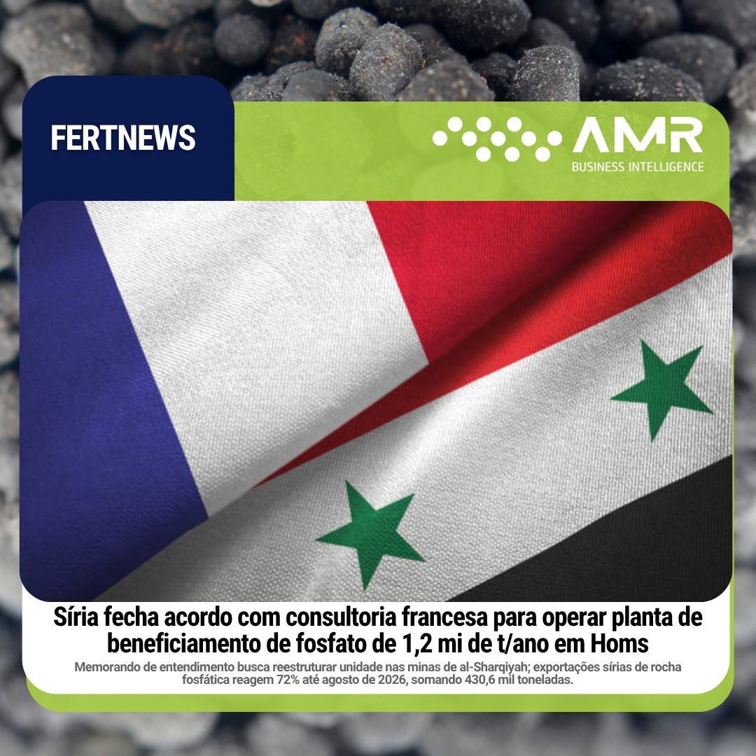 Capa da postagem Síria fecha acordo com consultoria francesa para operar planta de beneficiamento de fosfato de 1,2 mi de t/ano em Homs