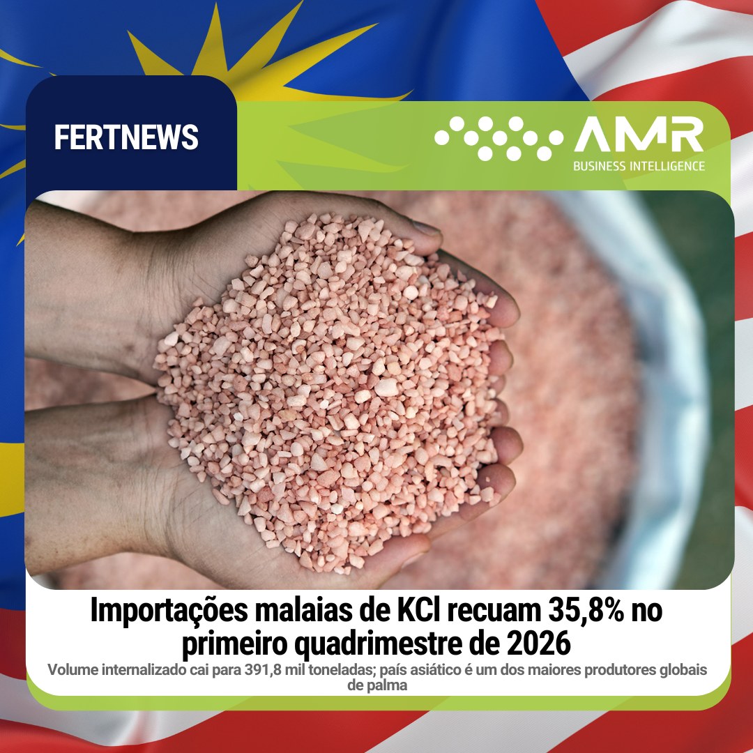 Capa da postagem Importações malaias de KCl recuam 35,8% no primeiro quadrimestre de 2026