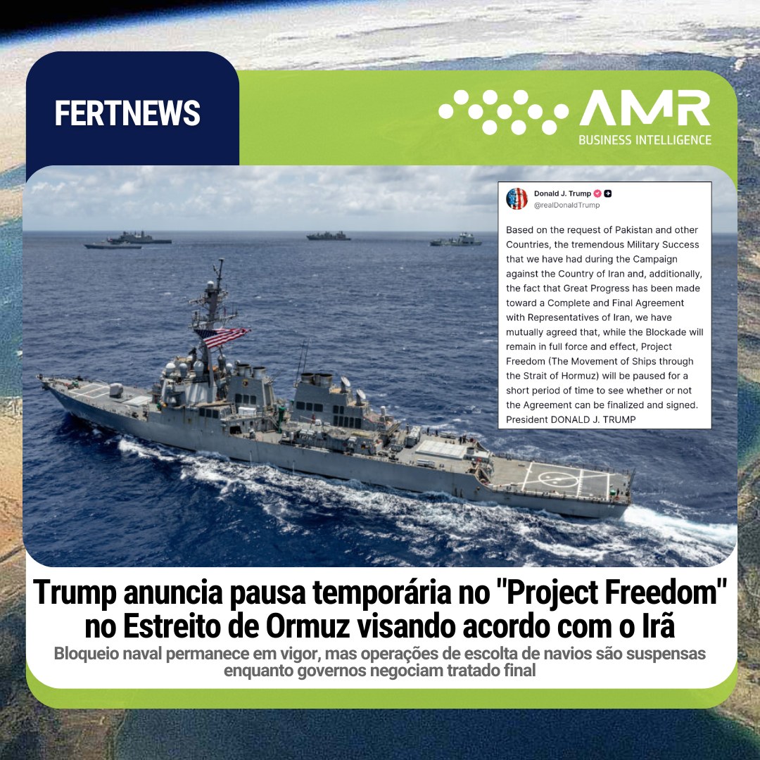 Capa da postagem Trump anuncia pausa temporária no "Project Freedom" no Estreito de Ormuz visando acordo com o Irã