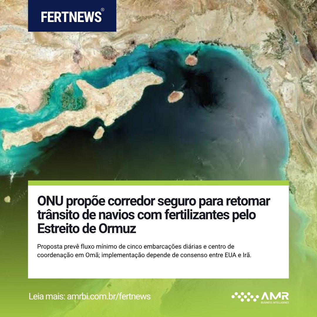 Capa da postagem ONU propõe corredor seguro para retomar trânsito de navios com fertilizantes pelo Estreito de Ormuz