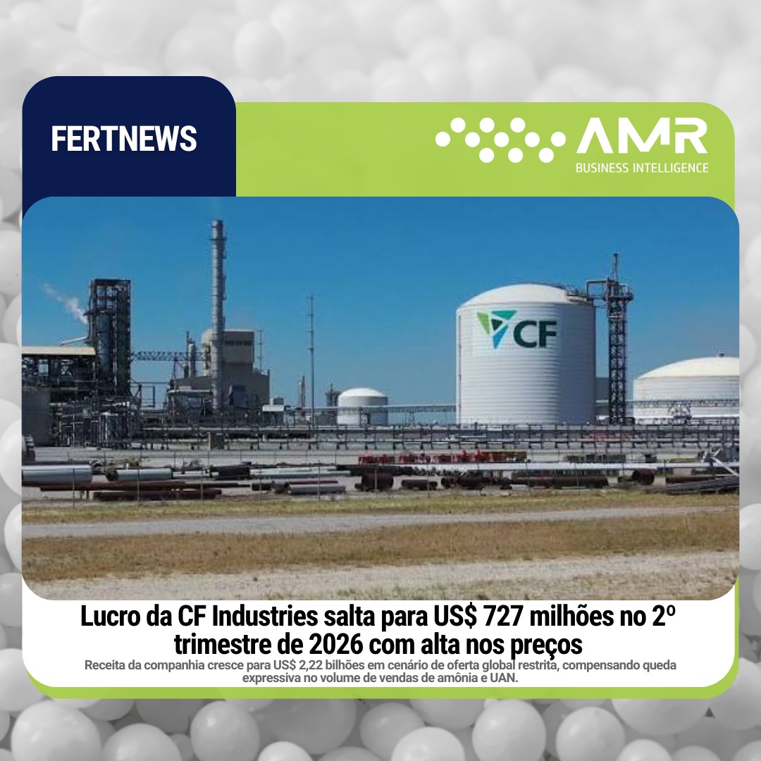 Capa da postagem Lucro da CF Industries salta para US$ 727 milhões no 2º trimestre de 2026 com alta nos preços