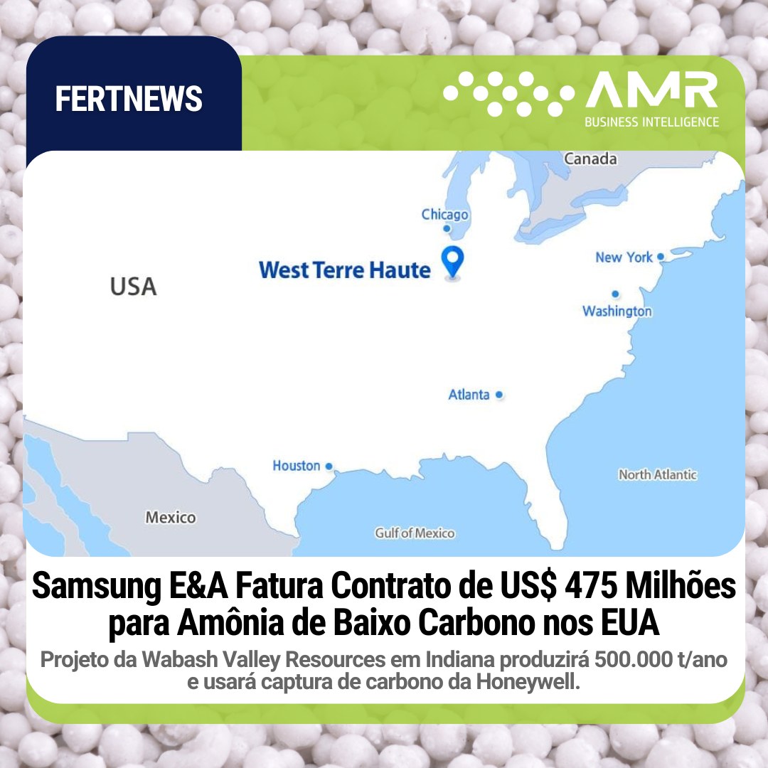 Capa da postagem Samsung E&A Fatura Contrato de US$ 475 Milhões para Amônia de Baixo Carbono nos EUA