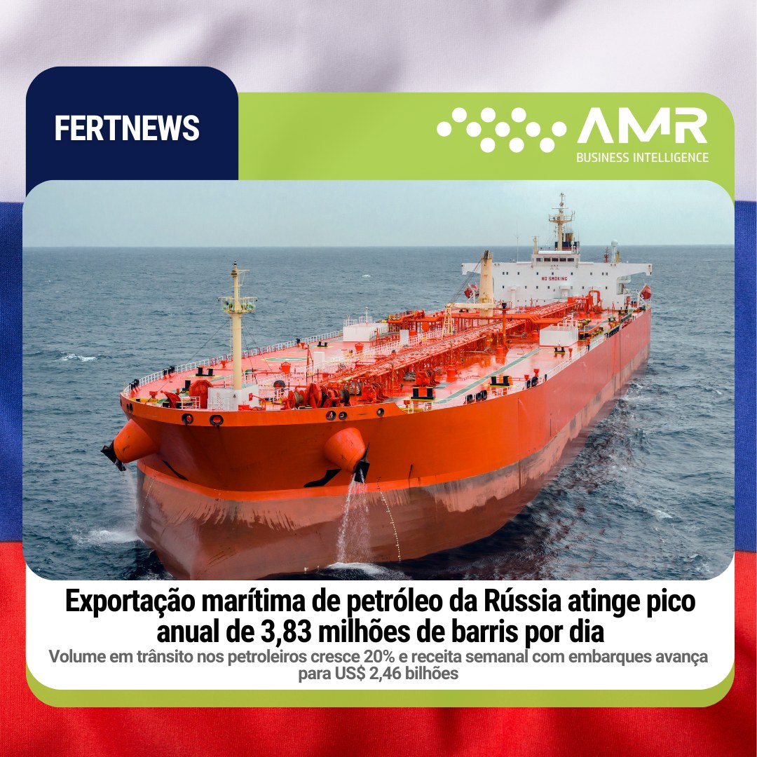 Capa da postagem Exportação marítima de petróleo da Rússia atinge pico anual de 3,83 milhões de barris por dia
