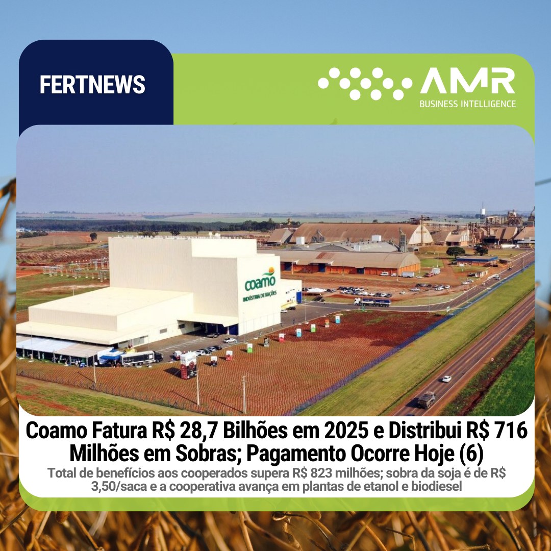 Capa da postagem Coamo Fatura R$ 28,7 Bilhões em 2025 e Distribui R$ 716 Milhões em Sobras; Pagamento Ocorre Hoje (6)