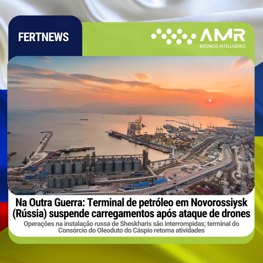 Capa da postagem Na Outra Guerra: Terminal de petróleo em Novorossiysk (Rússia) suspende carregamentos após ataque de drones