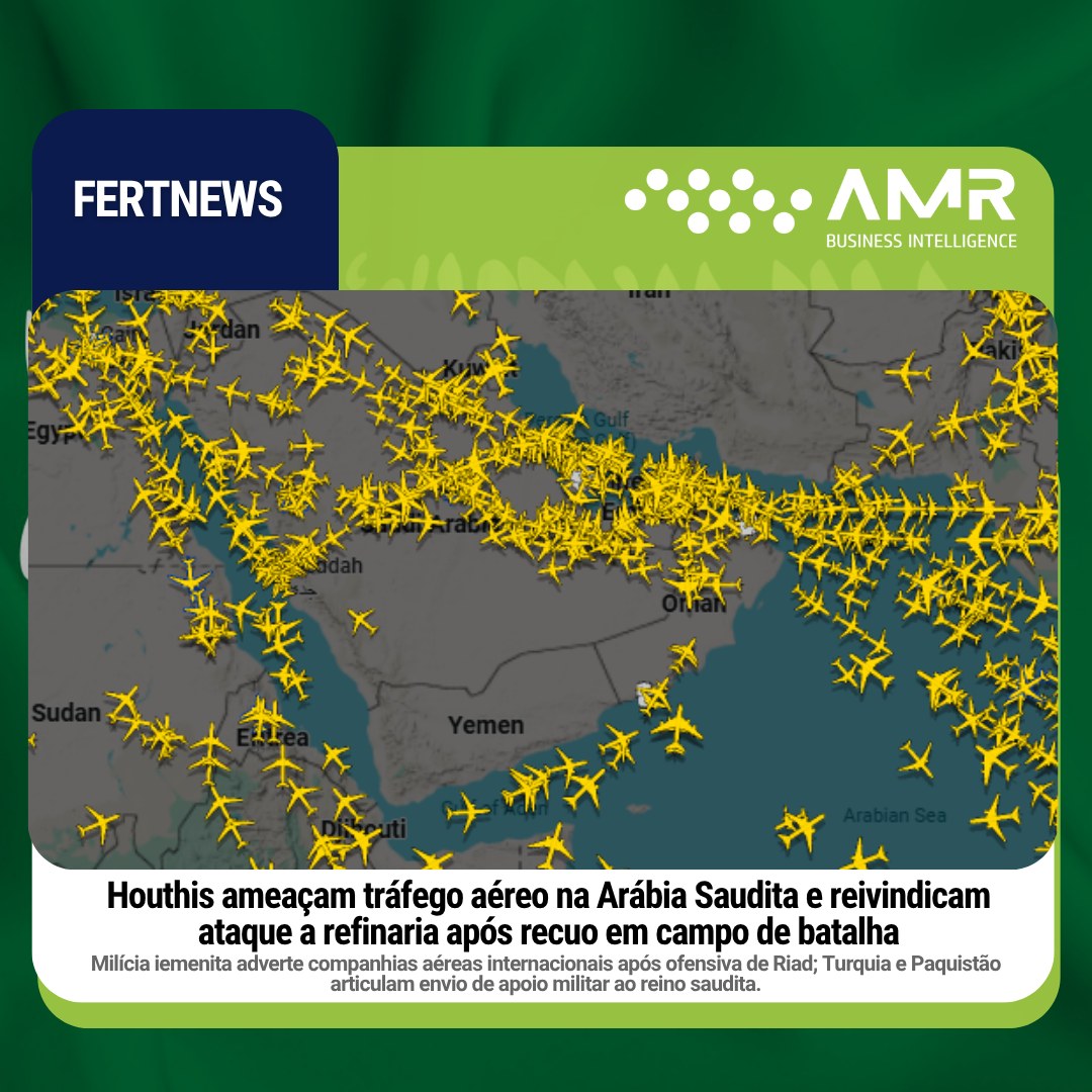 Capa da postagem Houthis ameaçam tráfego aéreo na Arábia Saudita e reivindicam ataque a refinaria após recuo em campo de batalha
