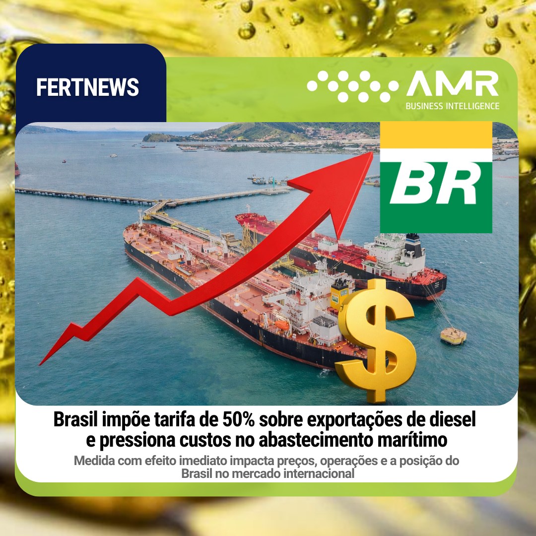 Capa da postagem Brasil impõe tarifa de 50% sobre exportações de diesel e pressiona custos no abastecimento marítimo