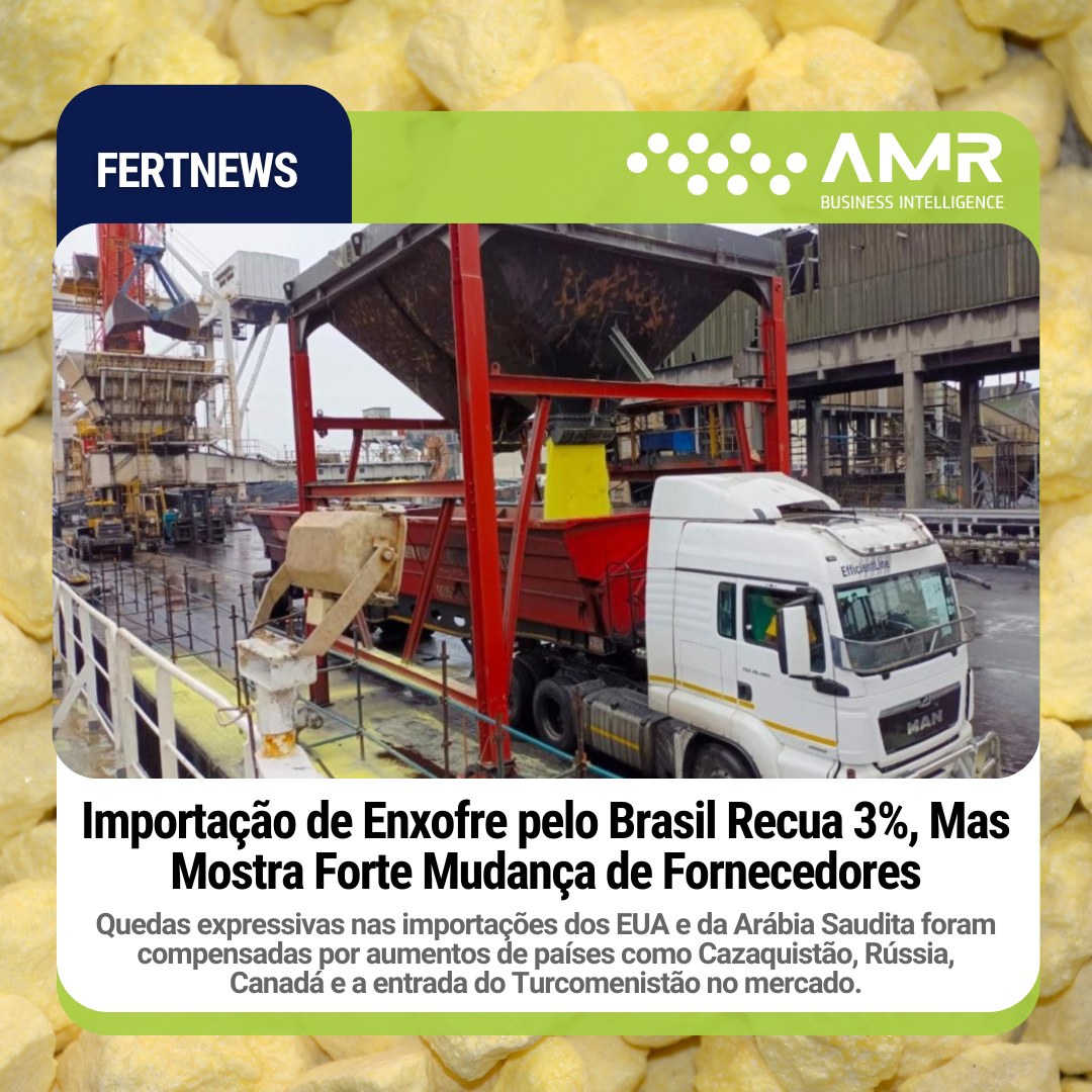 Capa da postagem Importação de Enxofre pelo Brasil Recua 3%, Mas Mostra Forte Mudança de Fornecedores